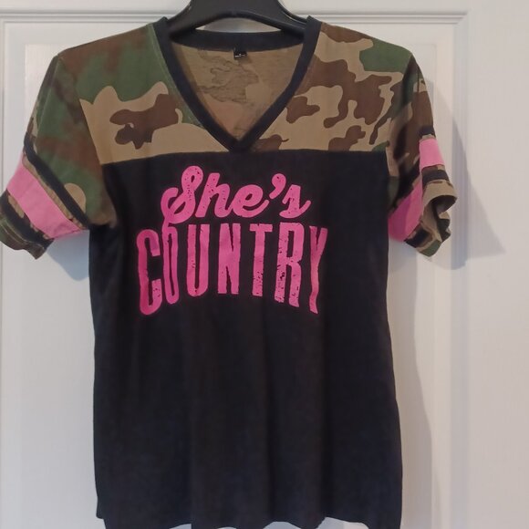 Jason Aldean She's Country Camo T-Shirt Women Medium  2014 Burn It Down … - Picture 1 of 6